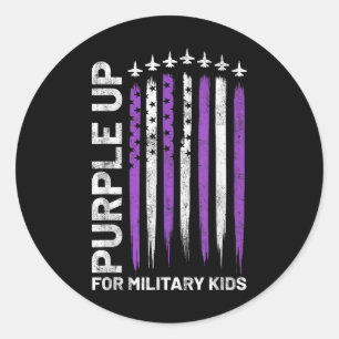 Paarse voor Kinder vlag Militair Kind Mo Ronde Sticker