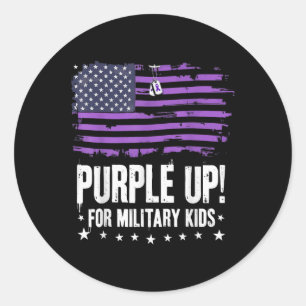 Paarse voor Kinder vlag Militair Kind Mo Ronde Sticker