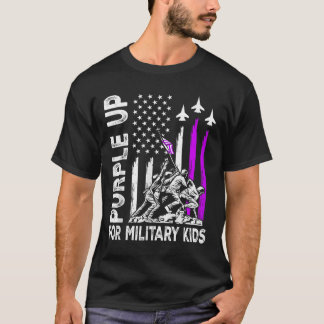 Paarse voor Kinder vlag Militair Kind Mo T-shirt