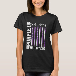 Paarse voor Kinder vlag Militair kind Mo T-shirt
