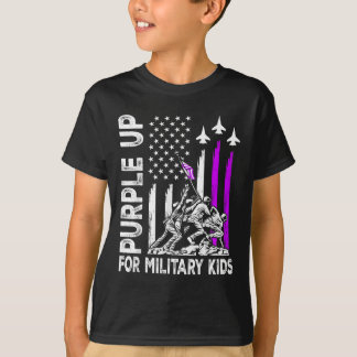 Paarse voor Kinder vlag Militair Kind Mo T-shirt
