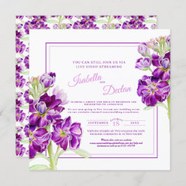 Paarse voorraad bloem waterverf live stream bruilo kaart