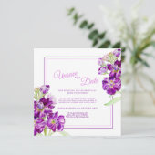 Paarse voorraad bloemen art bruiloft Unsave de dat Kaart (Staand voorkant)