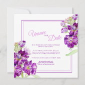 Paarse voorraad bloemen art bruiloft Unsave de dat Kaart (Voorkant)