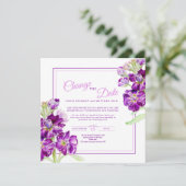 Paarse voorraad bloemen art bruiloft wijzig de dat kaart (Staand voorkant)