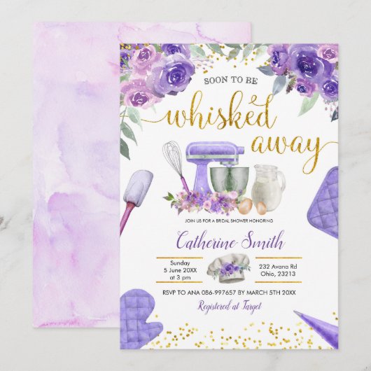 Paarse voorraad van de Kitchen Bridal Shower Kaart (Voorkant / Achterkant)