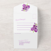 Paarse voorraad waterverf bruiloft basic RSVP All In One Uitnodiging (Buitenkant)