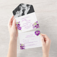 Paarse voorraad waterverf bruiloft basic RSVP