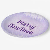 Paarse vorst vrolijk kerstfeest papieren bordje (Gekanteld)