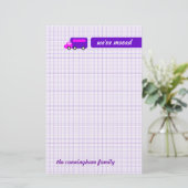 Paarse vrachtwagen briefpapier (Staand voorkant)