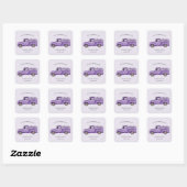 Paarse vrachtwagen en lavender Flowers Weddenscha Vierkante Sticker (Vel)
