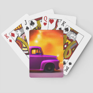 Paarse vrachtwagen pokerkaarten