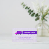 Paarse vrachtwagen visitekaartje (Staand voorkant)