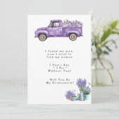 Paarse  vrachtwagen zal je zijn mijn Bridesmaid Kaart (Staand voorkant)