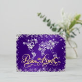 Paarse Vrede op Aarde Diamanten Folie Feestdagen Briefkaart (Staand Voorkant)