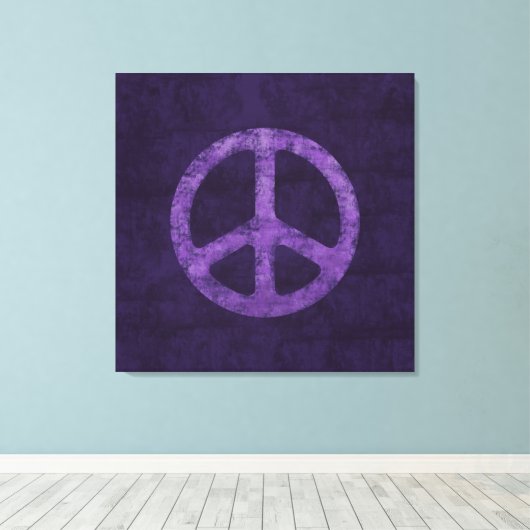 Paarse vredesgebarentaal in nood canvas afdruk (Insitu (Houten vloer))