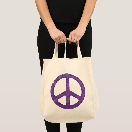 Paarse vredesgebarentaal in nood tote bag (Voorkant (product))