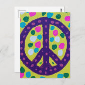 Paarse Vredesteken op Geel Briefkaart (Voorkant / Achterkant)