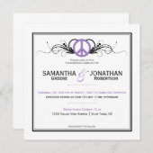 Paarse Vredesteken Zwart Wervelt Witte Huwelijk Kaart (Voorkant / Achterkant)