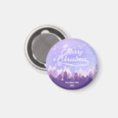 Paarse vredige sneeuwbos vrolijk kerstfeest magneet (Voorkant / Achterkant)