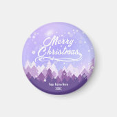Paarse vredige sneeuwbos vrolijk kerstfeest magneet (Voorkant)