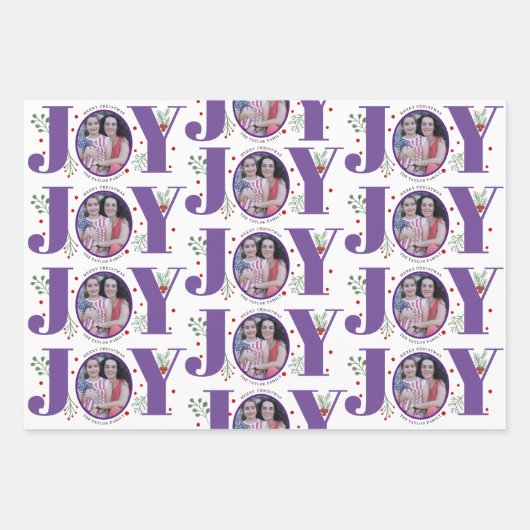 Paarse Vreugde met bessen Kerstvakantie foto Inpakpapier Vel (Voorkant 3)