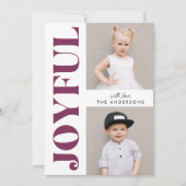 Paarse vreugdevolle moderne kerst 4 foto feestdagenkaart (Voorkant)