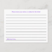 Paarse Vrijgezellenfeest Advice Kaarten (Achterkant)