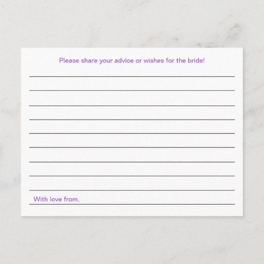 Paarse Vrijgezellenfeest Advice Kaarten (Achterkant)