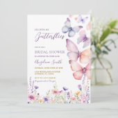 Paarse Vrijgezellenfeest geeft hij me vlinders Kaart (Staand voorkant)