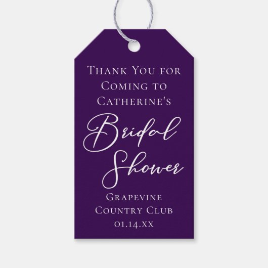 Paarse Vrijgezellenfeest gepersonaliseerd wit scri Cadeaulabel (Voorkant)