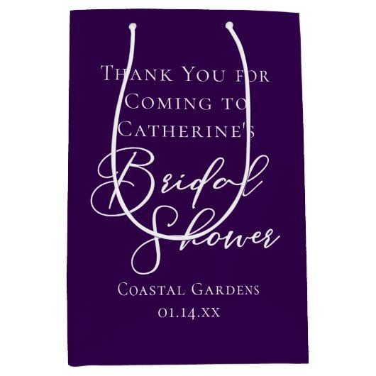 Paarse Vrijgezellenfeest gepersonaliseerd wit scri Medium Cadeauzakje (Voorkant)