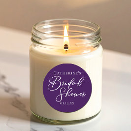 Paarse Vrijgezellenfeest gepersonaliseerd wit scri Ronde Sticker