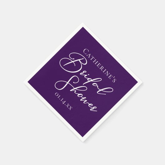 Paarse Vrijgezellenfeest gepersonaliseerd wit scri Servet (Hoek)