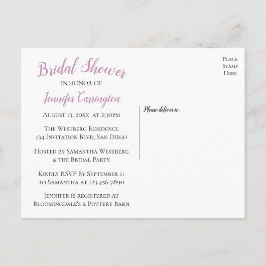 Paarse Vrijgezellenfeest liefde harten pijl bruilo Uitnodiging Briefkaart (Achterkant)