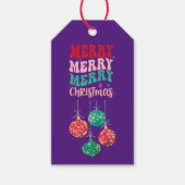 Paarse Vrolijk Kerstmis Ornament Cadeaulabel (Voorkant)