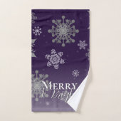 Paarse vrolijke en felle sneeuwvlokken kerst bad handdoek (Handdoek)