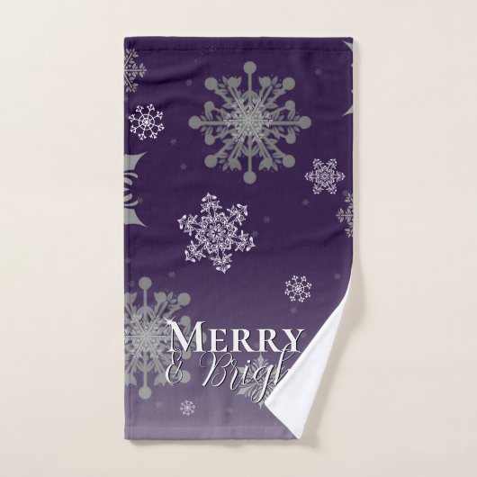 Paarse vrolijke en felle sneeuwvlokken kerst bad handdoek (Handdoek)