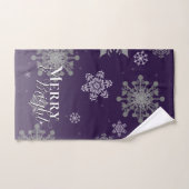 Paarse vrolijke en felle sneeuwvlokken kerst bad handdoek (Handdoek)