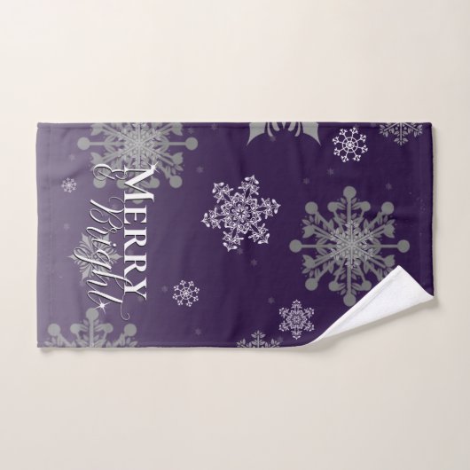 Paarse vrolijke en felle sneeuwvlokken kerst bad handdoek (Handdoek)