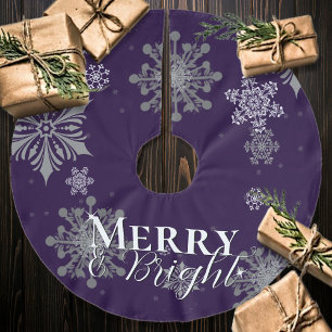 Paarse vrolijke en felle sneeuwvlokken kerst kerstboom rok