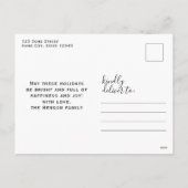 Paarse vrolijke kerst familie 2 foto feestdagenkaart (Achterkant)