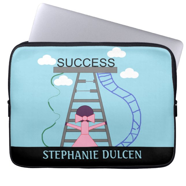 Paarse Vrouw Figuur zoekt Succes Laptop Sleeve (Voorkant)