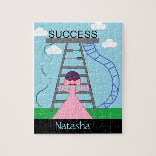 Paarse Vrouw Figuur zoekt Succes Legpuzzel (Verticaal)