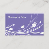 Paarse vrouwelijke bloemmassage therapeut visitekaartje (Voorkant)
