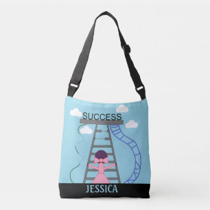 Paarse Vrouwen stick figuur zoekt succes: Crossbody Tas