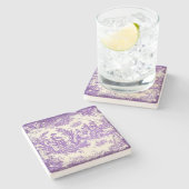 paarse vrouwen Toile de Jouy afgedrukt Stenen Onderzetter (Zijkant)