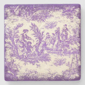 paarse vrouwen Toile de Jouy afgedrukt Stenen Onderzetter (Voorkant)