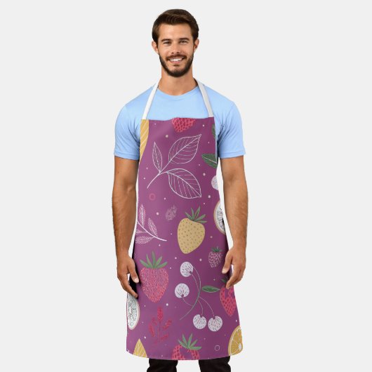 paarse vruchten en bladpatroon Schort (Gedragen)
