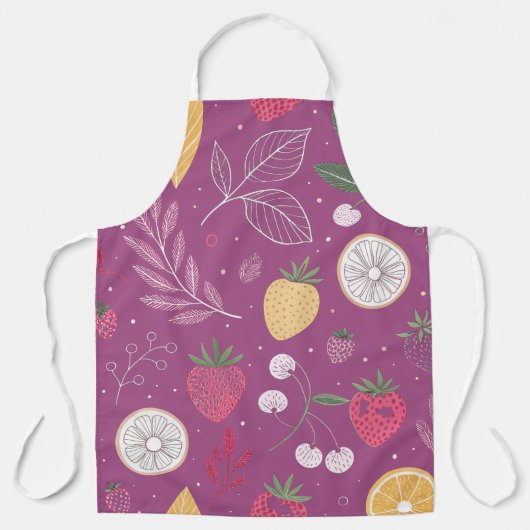 paarse vruchten en bladpatroon Schort (Voorkant)